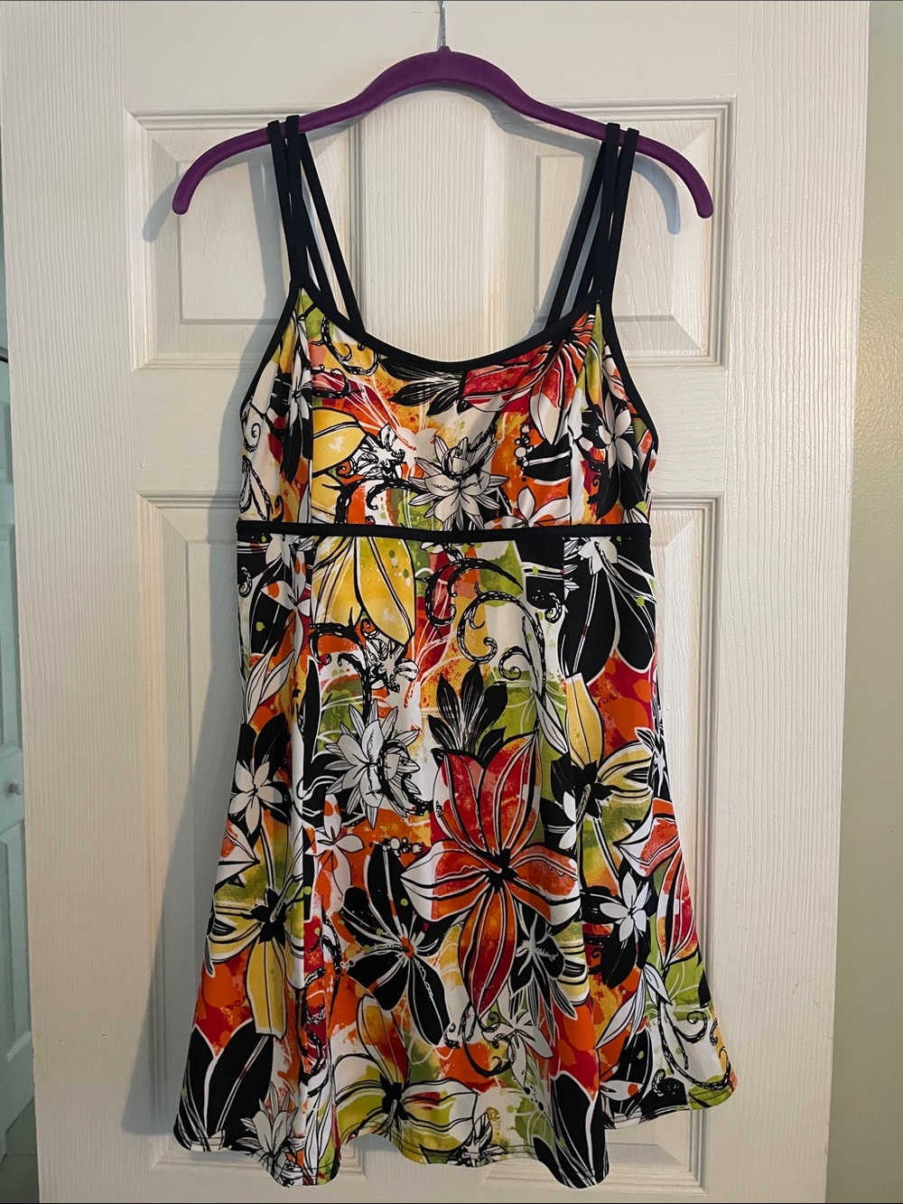 Beach Belle Floral Strappy Swim Dress - Size 16 (Fits like a 14)